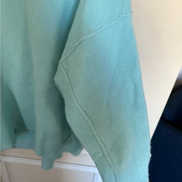 Free People Sky Blue Wool Blend Afterglow Mock Neck Pullover Sweater Size Small - Picture 6 of 8